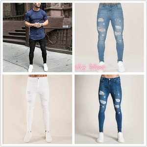 Pantalones vaqueros ajustados de moda para hombre pantalones vaqueros  deshilachados pantalones SAI | Linio México - GE598FA18XON7LMX