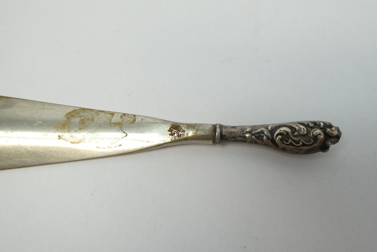 Antique Old Broken Handle Sterling Brass Shoe Horn Victorian Unbranded View 5