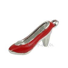 Red Ruby Slippers Charms 22mm Silver Plated Enamel Pendants C0318 -3, 5 Or 10PCs
