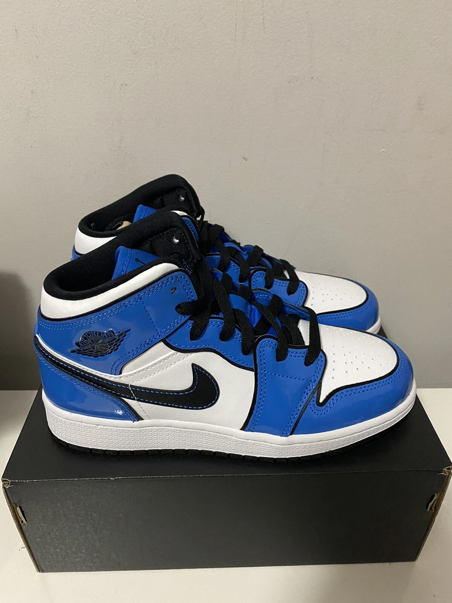 Air Jordan 1 Mid SE Signal Blue Size 4Y - 7Y — BQ6931 402