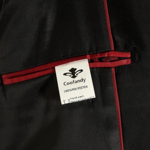 NWT COOFANDY Tuxedo Jacket Blazer Sz. Large Paisley Red Black Satin Collar Mens - Picture 4 of 5