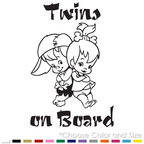 Twins On Board Baby Boy Girl Flintstones Car Window Vinyl Decal Sticker 11 Ebay