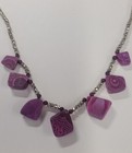 Pink Quarts Crystal Geode Rock and Metal Bead Necklace 18 i" with lock #116 — photo 9
