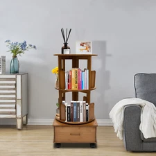 8 Compartments Storage Table Bedside Table Removable Swivel Bookcase Holder