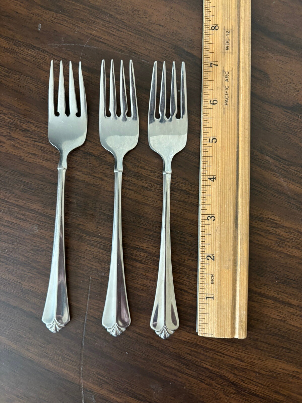 3 Oneida Julliard Cube Mark Stainless Salad Forks 7&rdquo;