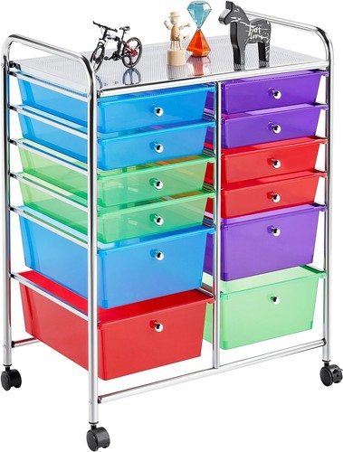 Yaheetech 12 Drawers Rolling Storage Multipurpose Movable Organizer Cart Tools
