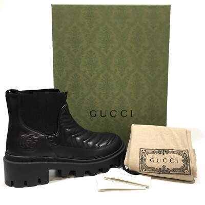 GUCCI Women's Matelassé Chelsea Ankle Boots -Black Leather -US 8 -NEW