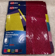 Avery 5 Big Tabs Reversible Dividers Assorted Glitter 2 Sets