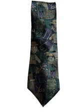 Mark Pendleton I Love You Dad Silk Tie Green Purple Abstract
