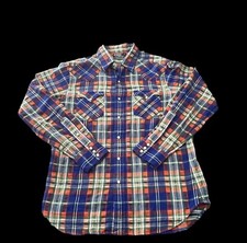 Polo Ralph Lauren Mens Plaid Shirt Pearl Snap Western M Medium Cowboy Aztec