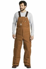 Carhartt Duck Quilt-Lined Zip-To-Thigh Bib Overalls Work Quilted Overall 48 Tall