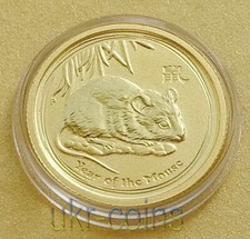 2008 Australia 1/20 Oz Gold 9999 Coin Year of the Mouse BU Lunar II Rat Key Date