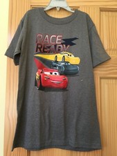 NWT Disney Store Cars Boy Tee Shirt Top Lightening McQueen Gray 10/12