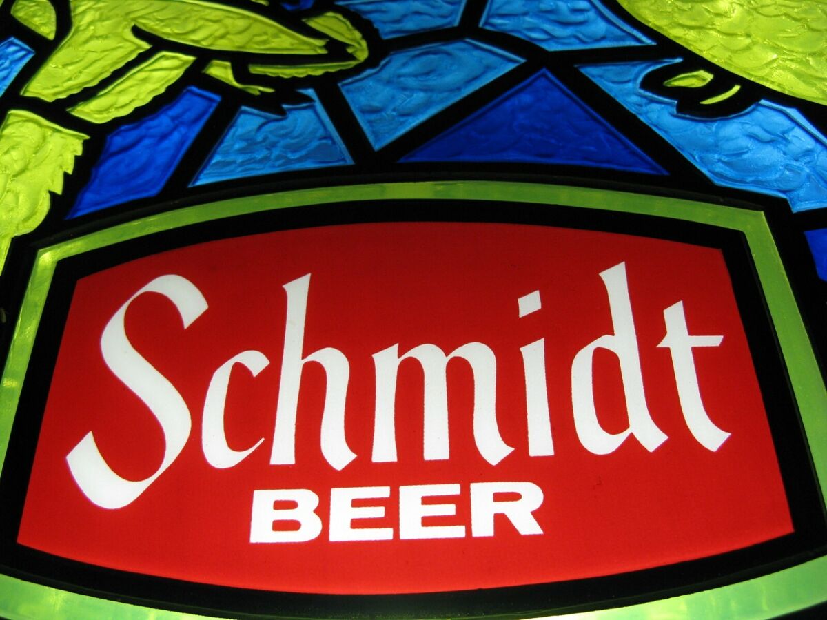 VTG 1973 SCHMIDT BEER WILDLIFE IN MOTION FAUX STAINED BAR VTG 1973 SCHMIDT BEER WILDLIFE IN MOTION FAUX STAINED BAR