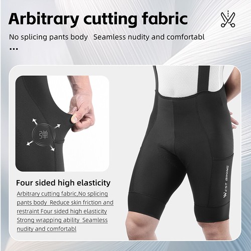 WEST BIKING Pro Men Cycling Bib Shorts Breathable Padded Riding Shorts Pocket - Picture 12 of 20