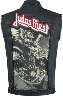 Judas Priest Vest Jacket Black Sleeveless Denim Jean Jacket Heavy