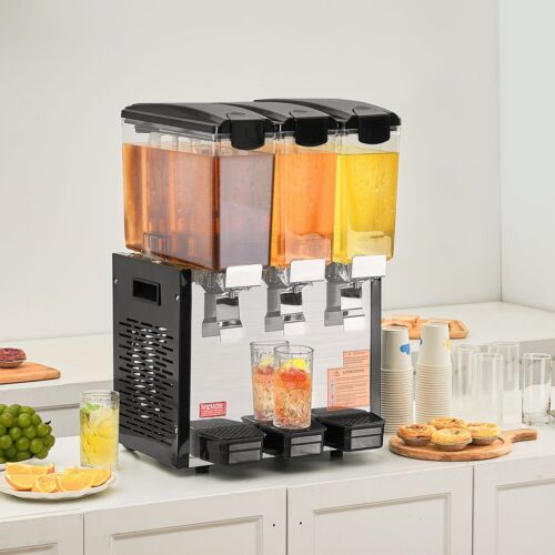 Commercial Beverage Dispenser 10L x 3 Tanks Cold Juice Ice Drink Dispenser - Picture 8 of 11
