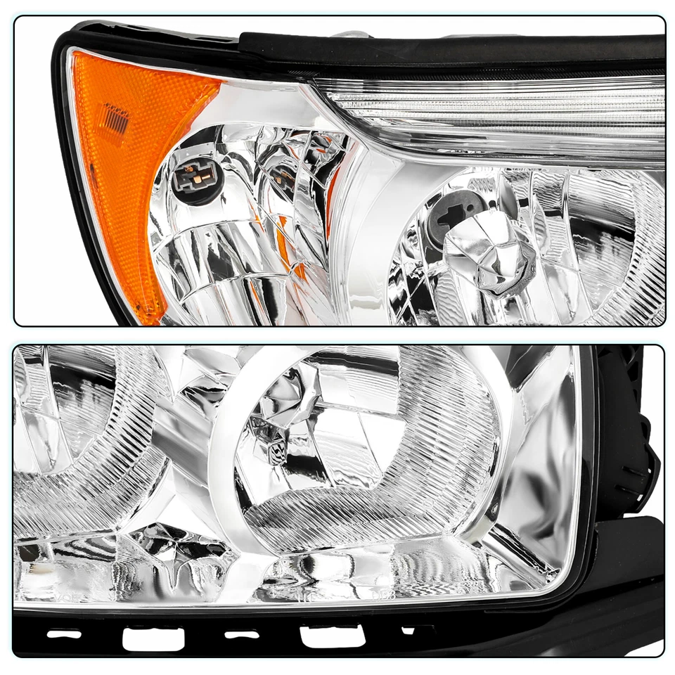 For 2006-2008 Subaru Forester Chrome Amber Headlights Headlamps Left+Right 06-08 - Image 3 of 4