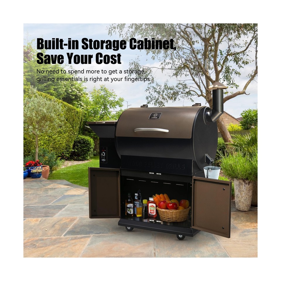Z GRILLS Wood Pellet Grill Smoker with PID Control, Rain Cover, 700 sq