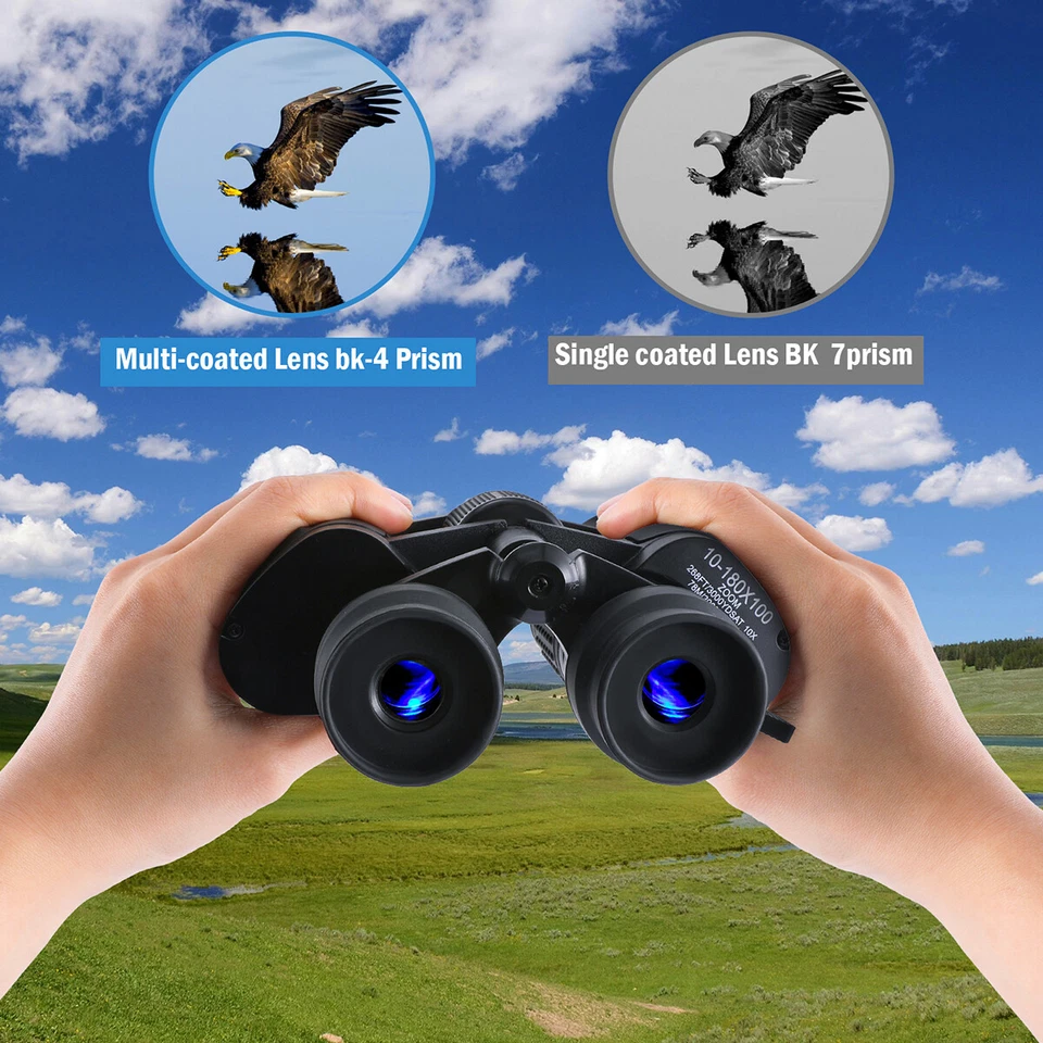 Binoculars 180x100 Wide Angle Military Zoom Day/Night Telescope Waterproof+Bag - Image 4 of 4