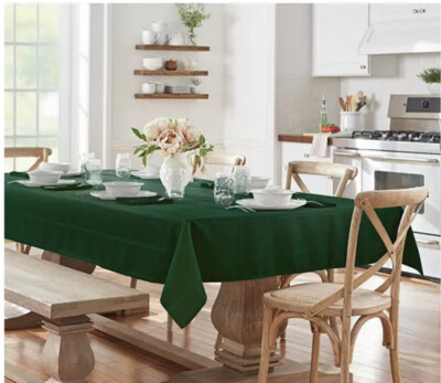 ELEGANCE Eirene Plaid 60'' X 102'' Oblong Tablecloth Holly Green   