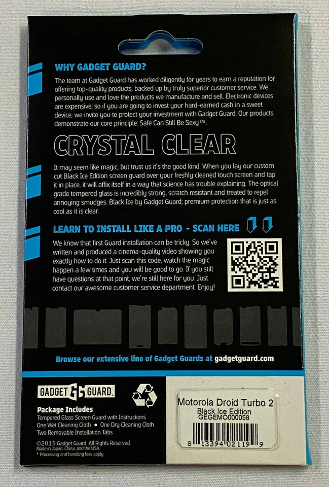 GADGET GUARD MOTOROLA DROID TURBO 2 TEMPERED GLASS SCREEN PROTECTOR BLACK ICE - Image 4 of 4