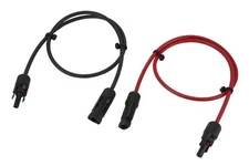 TEMCo 10 AWG Solar Panel Extension MC4 PV Cable - 2.5 Ft Black + 2.5 Ft Red USA