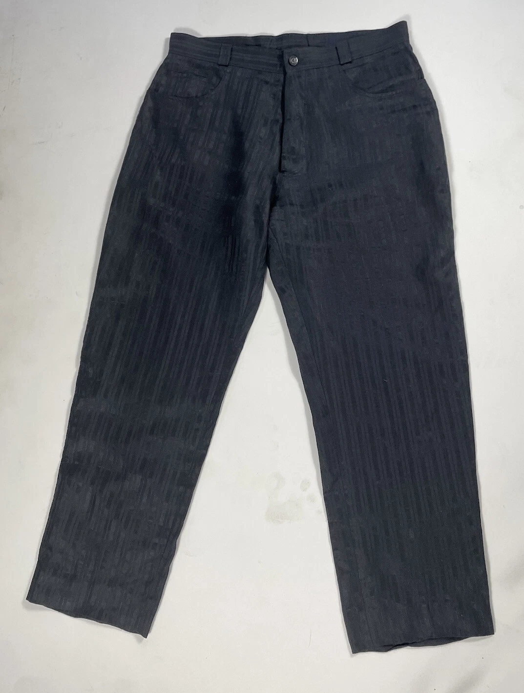 Pantaloni eleganti uomo 50 US 34 vintage Gianni Versace lino nero Italia