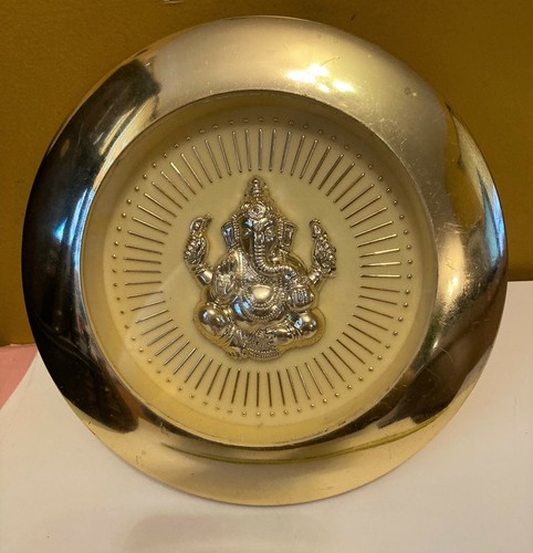 Hinduism Lord Ganesh Statue in Wall Mounted Silver tone Display Box 7"W - Picture 5 of 6