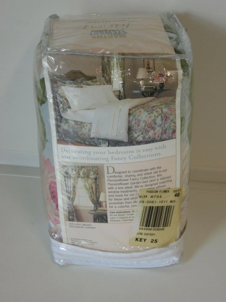 Falda cama king Martha Stewart 1999 flor de la pasión se adapta al colchón 78x80 pulgadas Foto 3 de 4