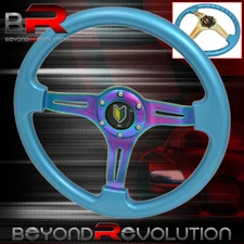 Wakaba Steering Wheel Sky Blue Neo Chrome Center Streak 6 Bolt Hole 350mm