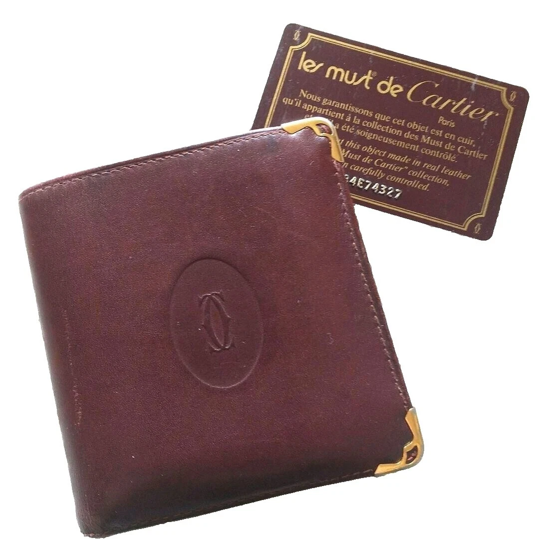 Cartier carteras de cuero marrón para hombres
