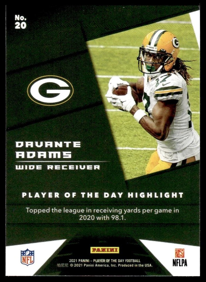 2021 Panini Player of the Day Davante Adams Green Bay Packers #20 - Image 2 of 2