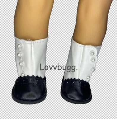 LOVVBUGG Black & White Victorian Boots Colonial for American Girl 18" Doll FREESHIP ADDS!