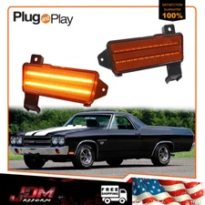 FRONT FENDER SIDE MARKER AMBER LED LIGHTS PAIR FOR 1970 CHEVY CHEVELLE El CAMINO