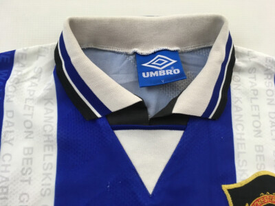 Manchester United Umbro シャツ 青白 Manchester United 1994 1995 1996 Umbro shirt jersey Sharp 1990s