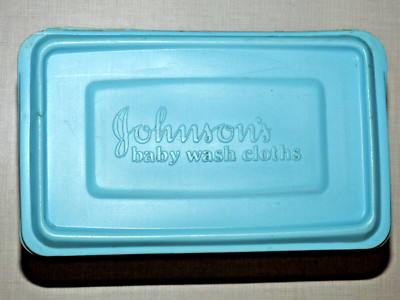 Vintage 1981 Johnson's Baby Wipes EMPTY Plastic Container, Flip Open Lid
