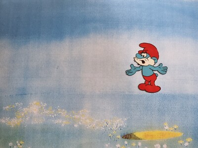 Hanna Barbera Original 1980er Vintage TV SCHLÜMPFE Animation Kunst Produktion Cel #328