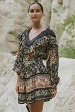 Spell and the Gypsy Collective Mystic Black Floral Boho Bohemian Mini Dress