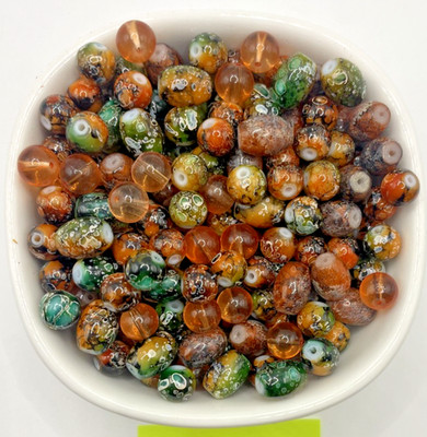 Glass Bead ''Harvest Candy'' Mix rounds barrels Jewelry Bracelets 120 beads/4oz