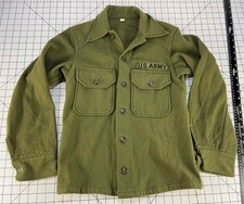 Vintage Wool US Army Military Flannel CPO Shirt WWII Vietnam Korean War Thick S
