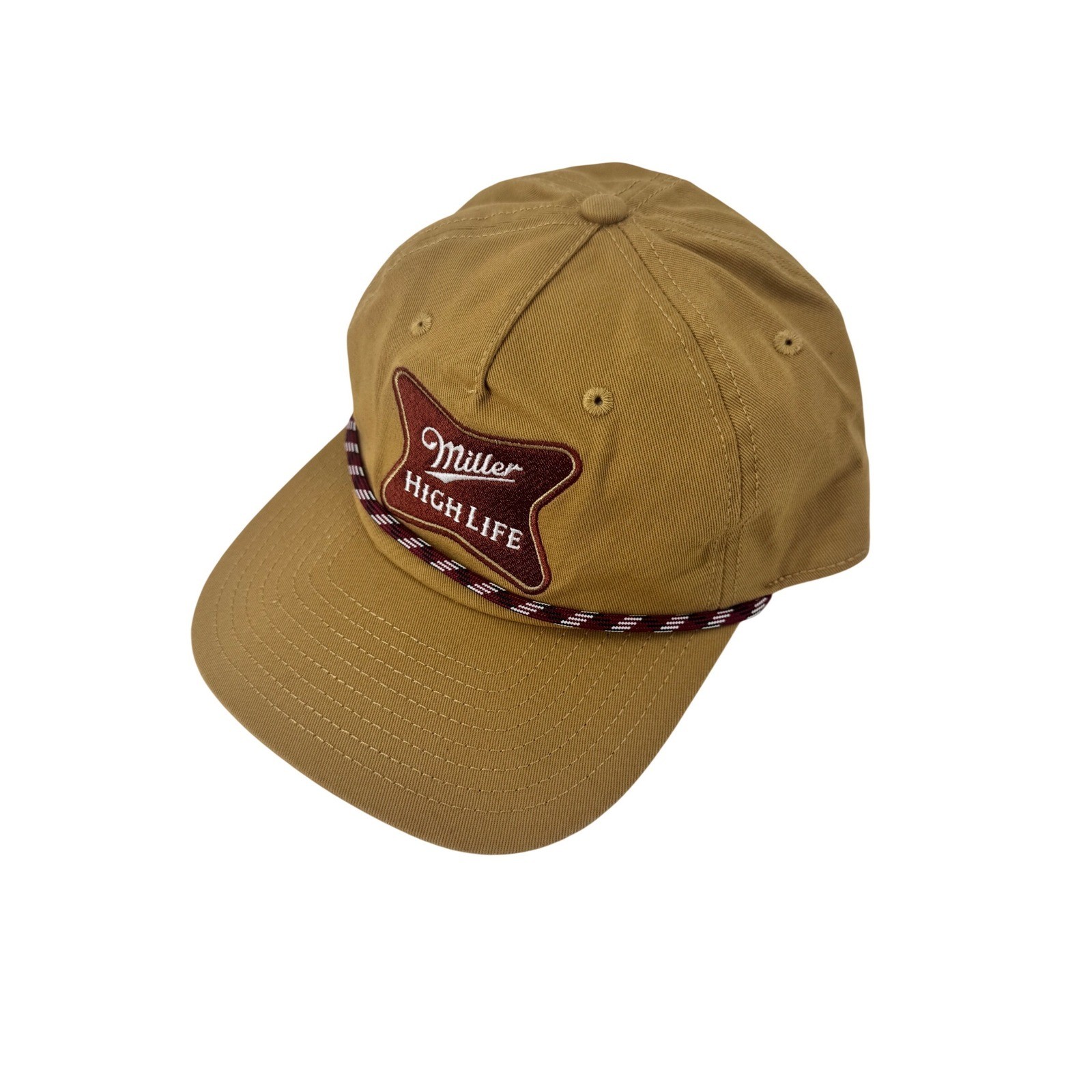 Miller High Life Tan Rope Hat Baseball Cap Embroidered Logo Adjustable Snapback