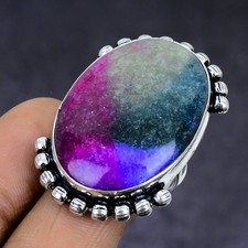 Rainbow Solar Quartz Gemstone 925 Sterling Silver gift Jewelry Ring Size 9 y272