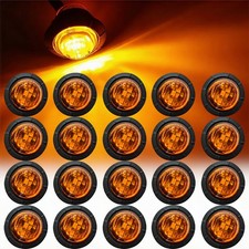 34 12v Marker Lights Led Truck Trailer Round Side Bullet Light Amber Lamps 20x