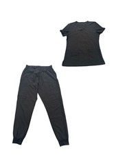 Scrubletics Black Scrub Set Women's Medium M V-Neck Top Cargo Jogger Pants