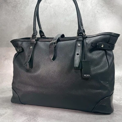 Sac d'affaires en cuir Tumi Vivero noir A4 PC mallette bandoulière authentique - Photo 1/4