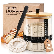 50oz Sourdough Starter Jar, Large Wide Mouth Glass Sour dough Jars