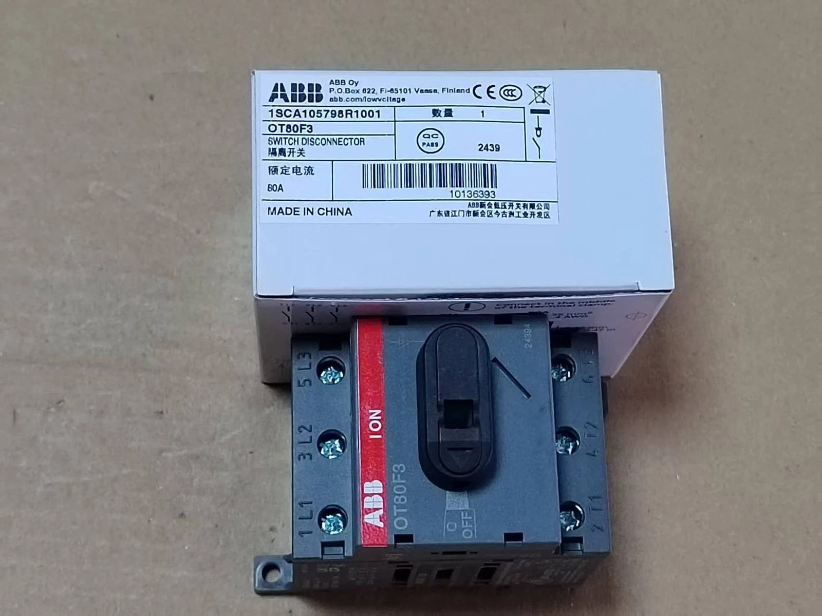 1PC ABB 80A Disconnector OT80F3 3P 1SCA105798R1001