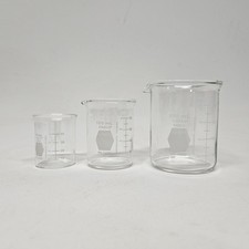 Set Of 3 Kimble Chase Beakers Borosilicate Glass Low Form 50 100 250 mL