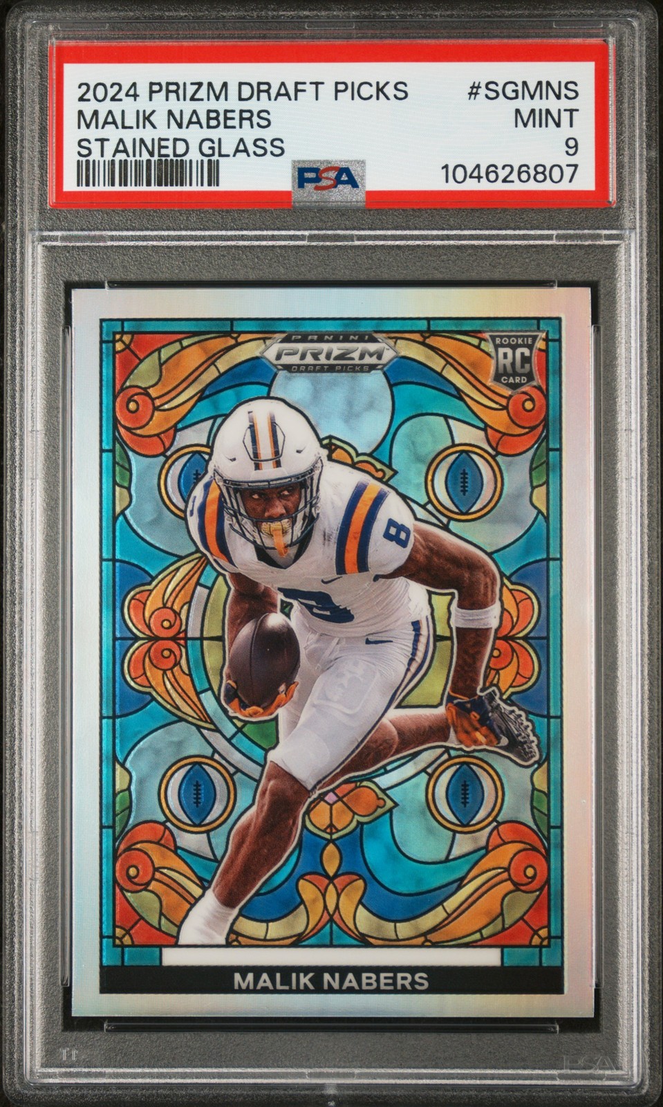 2024 Panini Prizm Draft Picks Stained Glass #SGMNS Malik Nabers PSA 9